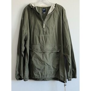 Vintage 90s Y2K Gap Anorak Hoodie Jacket Sz XL Forest Green Army Parka
